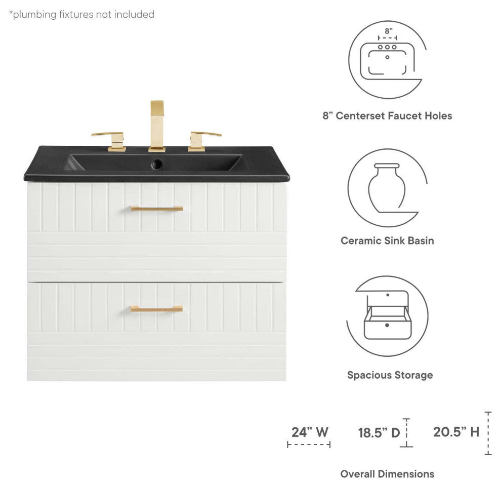 Daybreak 24" Bathroom Vanity, White Black