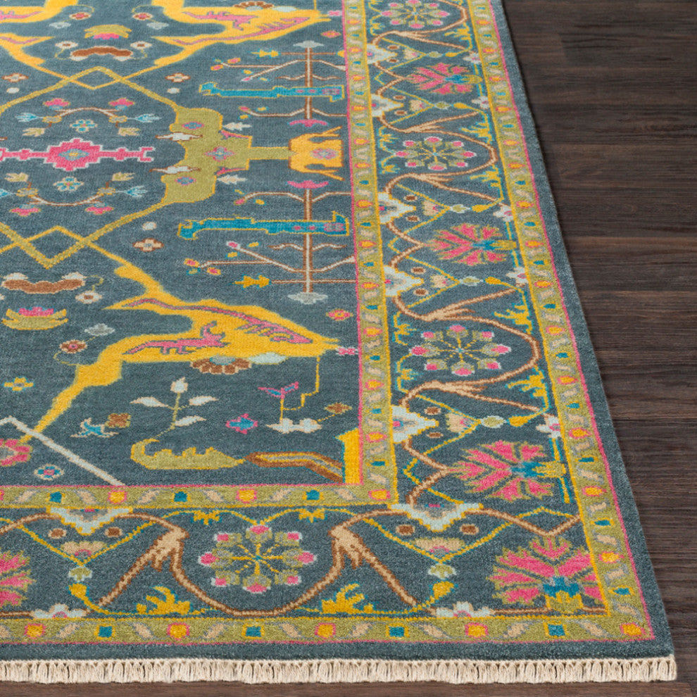 Surya Antique ATQ-1000 Traditional Area Rug, Navy, 2' x 3' Rectangle