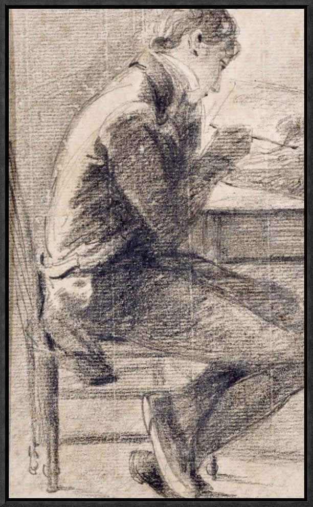 "Portrait of An Artist Sketching" Framed Canvas Giclee by John Constable, 14x23"