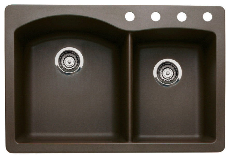 Blanco 440213-4 Diamond 33"x22" Granite Double Bowl Kitchen Sink, Cafe Brown