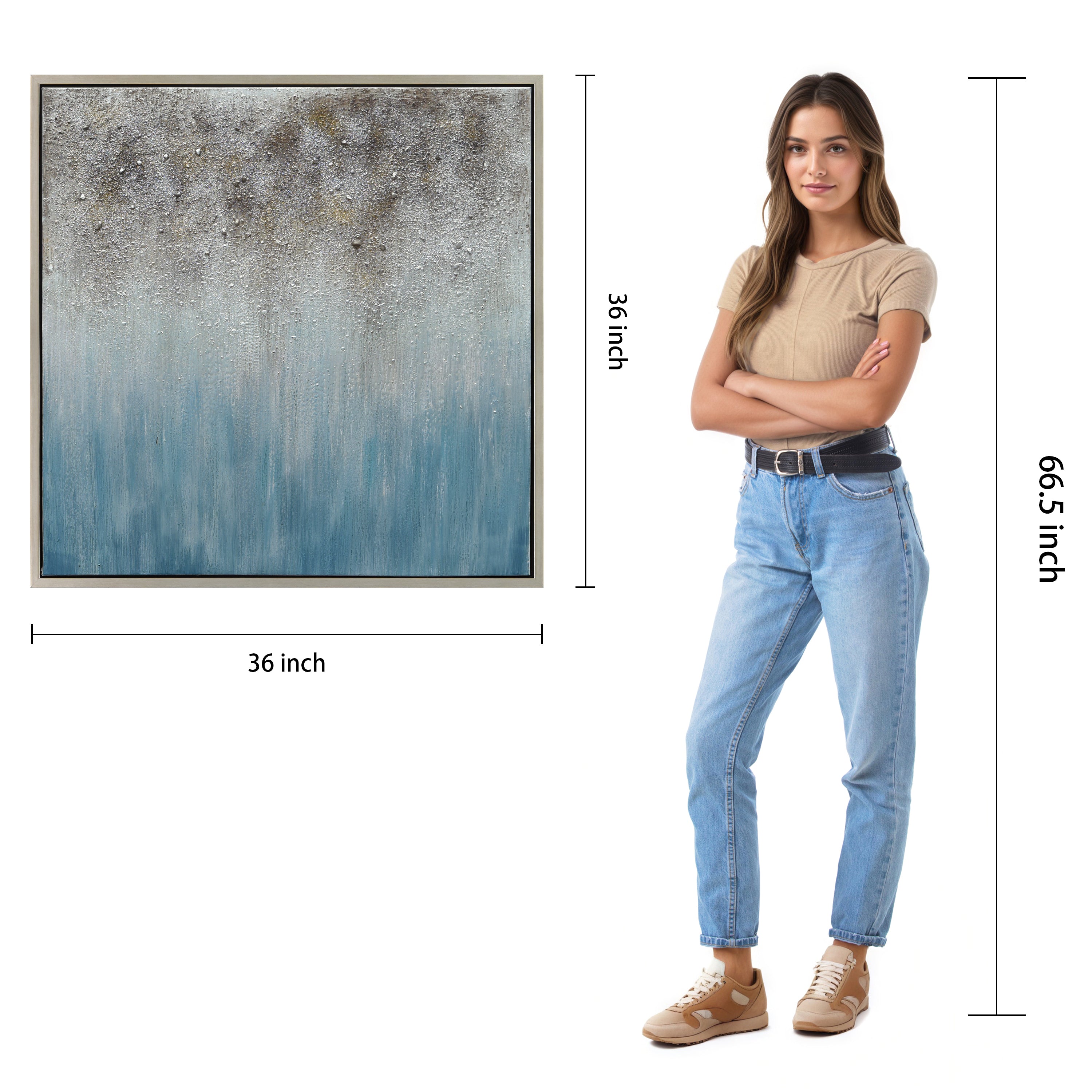 Blue Shadow Abstract Textured Metallic Hand Painted Wall Art by Martin Edwards