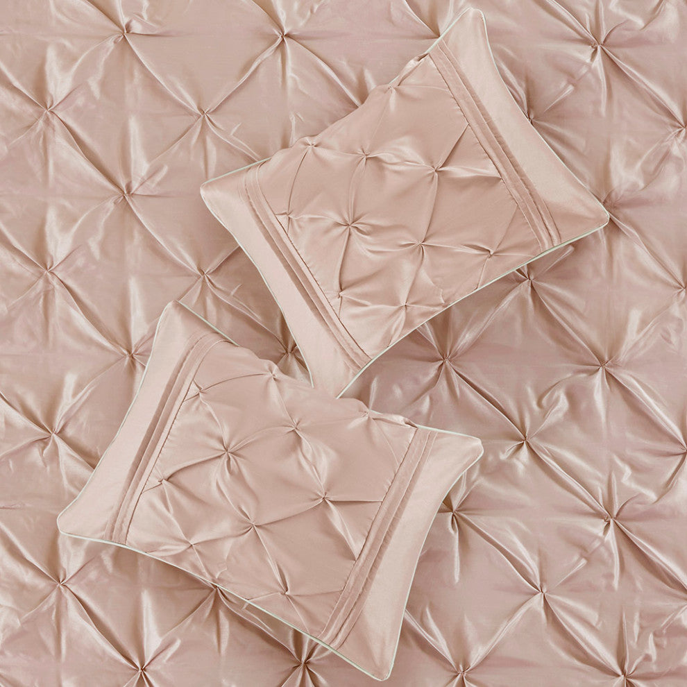 Madison Park Laurel 7 Piece Tufted Comforter Set in Blush