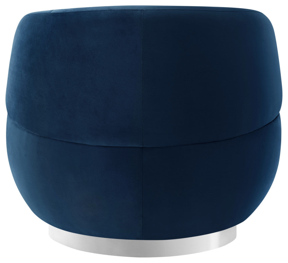 Inspired Home Shaniyah Accent Chair, Swivel, Navy/Chrome Velvet