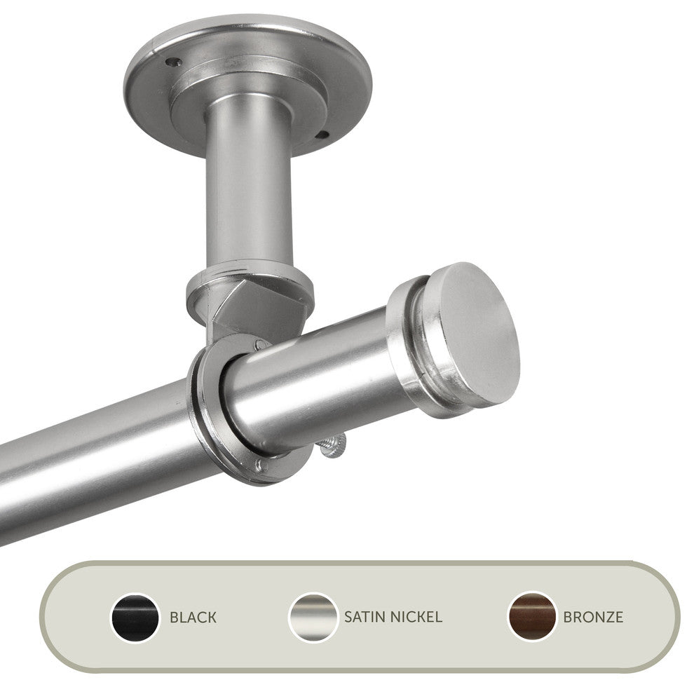 Cap Ceiling 1" Curtain Rod/Room Divider, Satin Nickel, 48-84"