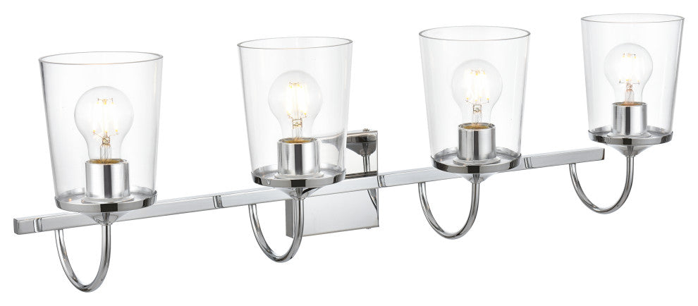 4 Light Chrome And Clear Bath Sconce