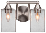 Paramount 2-Light Bath Bar, Brushed Nickel, 4" Clear Bubble