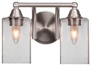 Paramount 2-Light Bath Bar, Brushed Nickel, 4" Clear Bubble