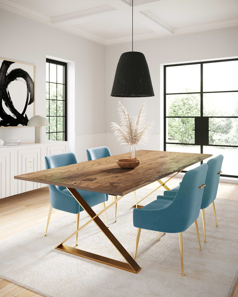 Beatrix Velvet Side Chair, Sea Blue