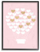 Stupell Industries White Gold Pink Heart Hot Air Balloon, 11"x14", Black Framed