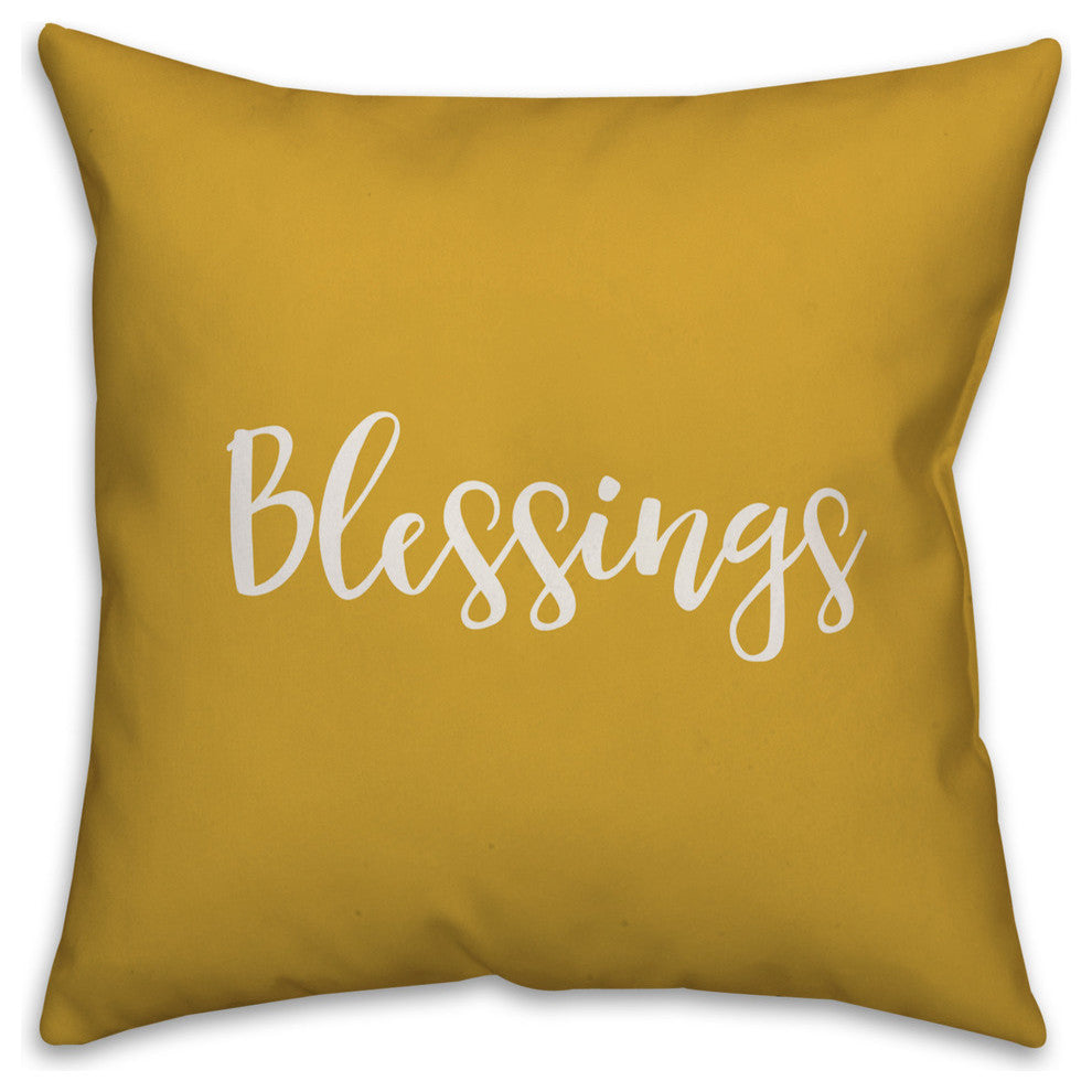 Blessings in Mustard 18x18 Throw Pillow Cover