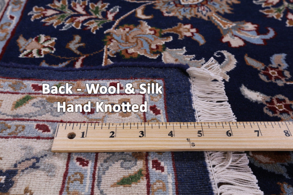 7' 10" X 10' 2" Persian Nain Wool and Silk Handmade Rug Q9315