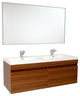 Fresca Largo 57" Teak Modern Bathroom Vanity With Wavy Double Sinks