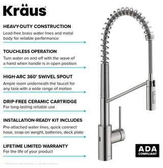 Oletto Touchless Pull-Down 1-Hole Kitchen Faucet, Bronze