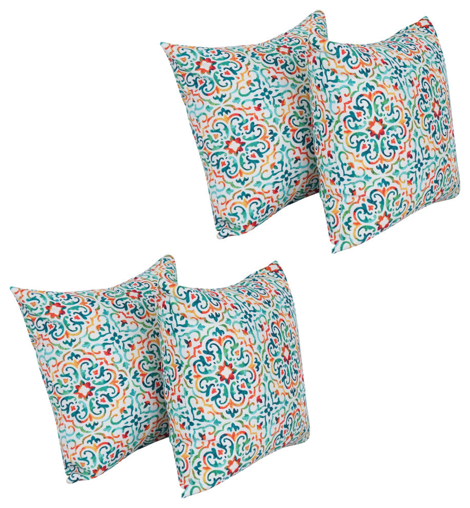 17" Square Polyester Outdoor Throw Pillows, Set of 4, Reina Opal