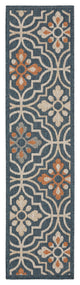 2' X 8' Blue and Orange Moroccan Indoor Outdoor Area Rug