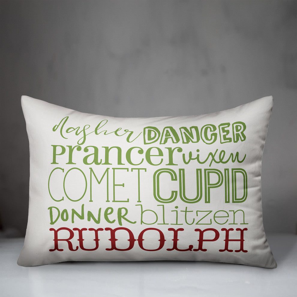 Reindeer Names 14"x20" Throw Pillow Cover