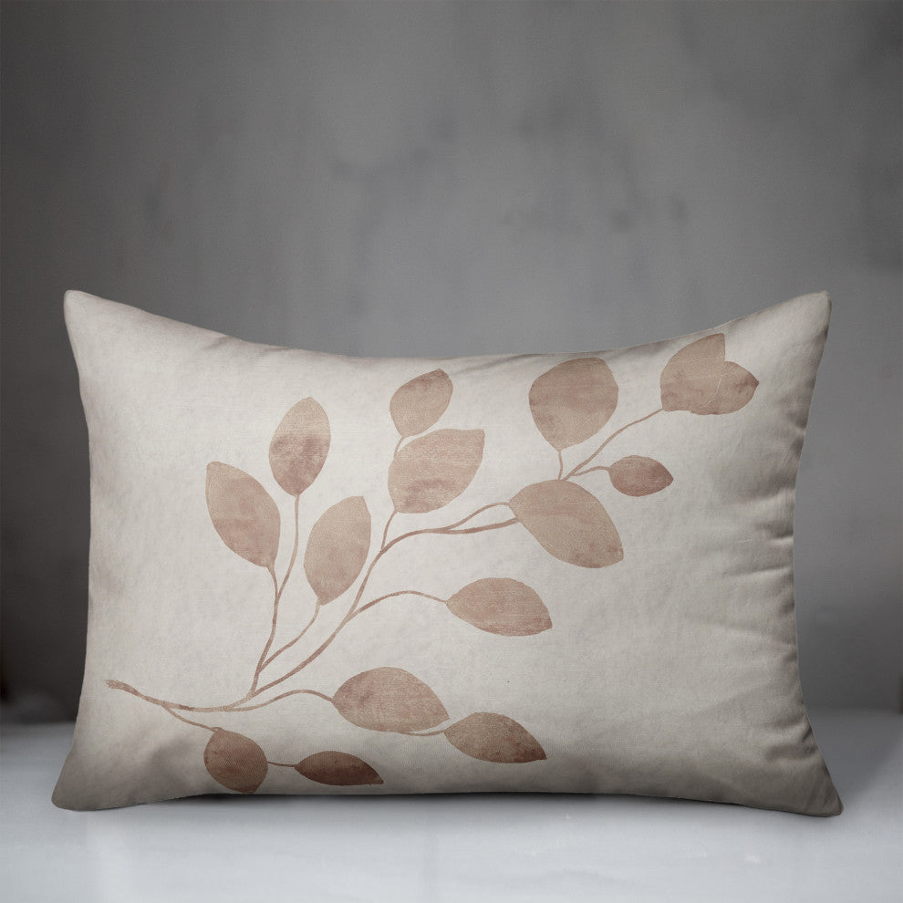 Cream Leaves 14"x20" Spun Poly Pillow