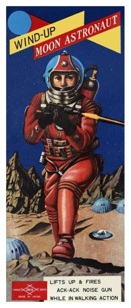 "Wind-Up Moon Astronaut" Digital Paper Print by Retrobot, 18"x42"
