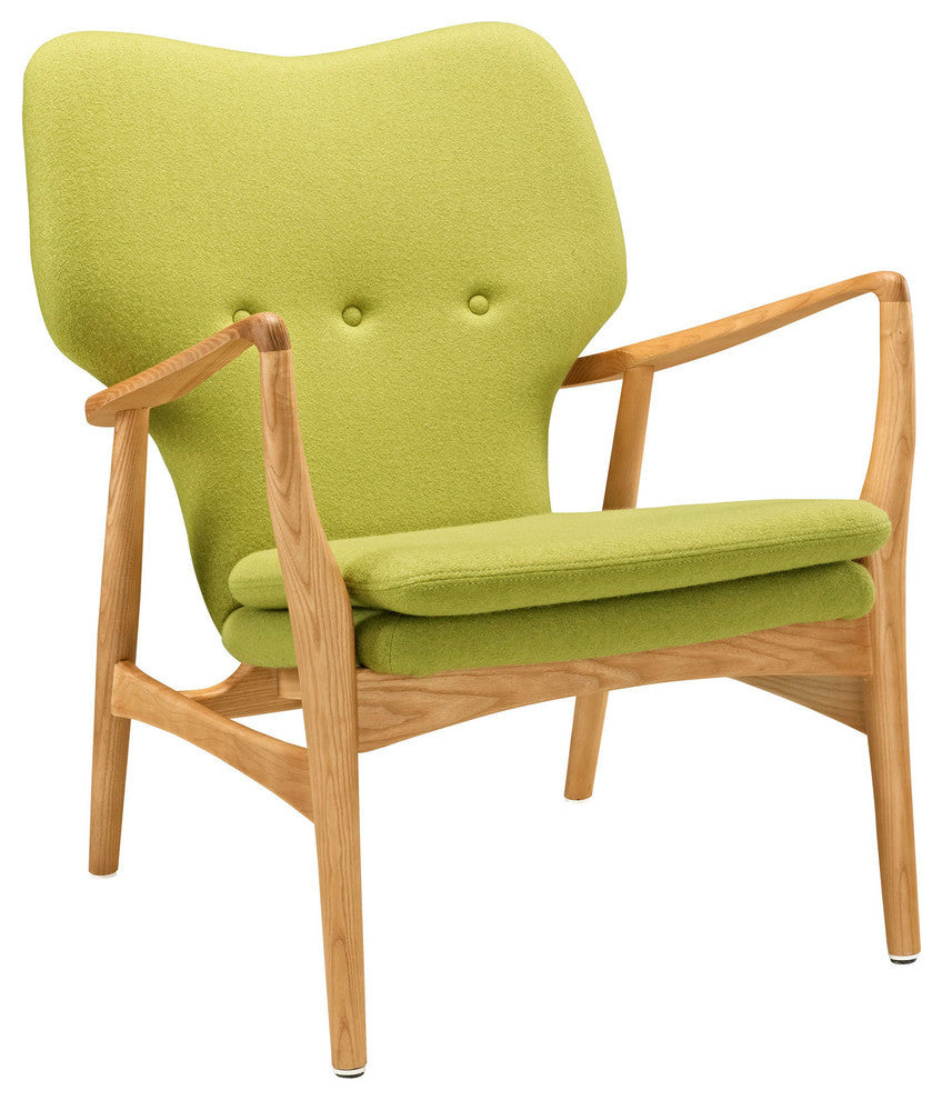 Modern Contemporary Lounge Chair, Green Fabric