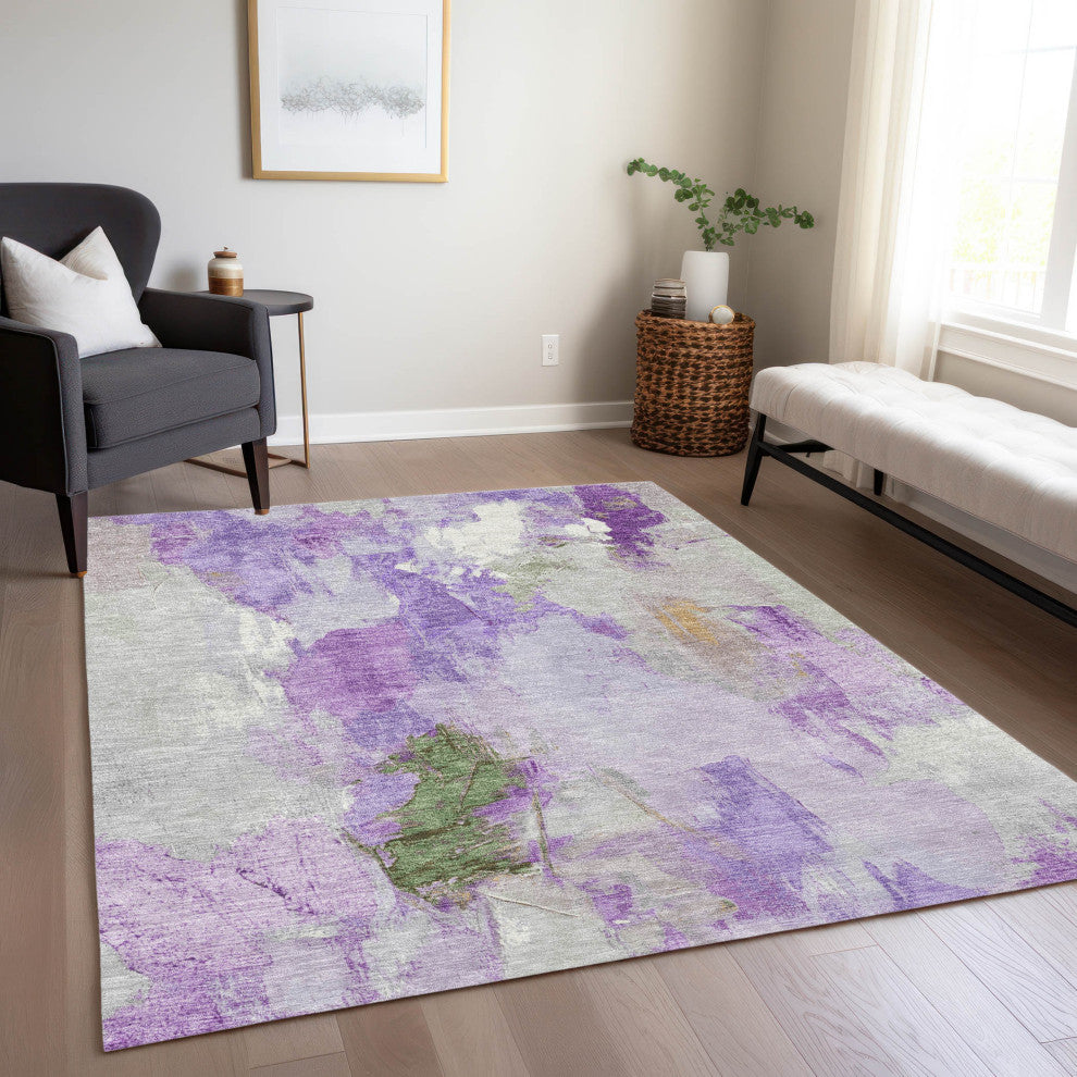 Machine Washable Indoor/Outdoor Chantille ACN1914 Purple 2'6" x 3'10" Rug