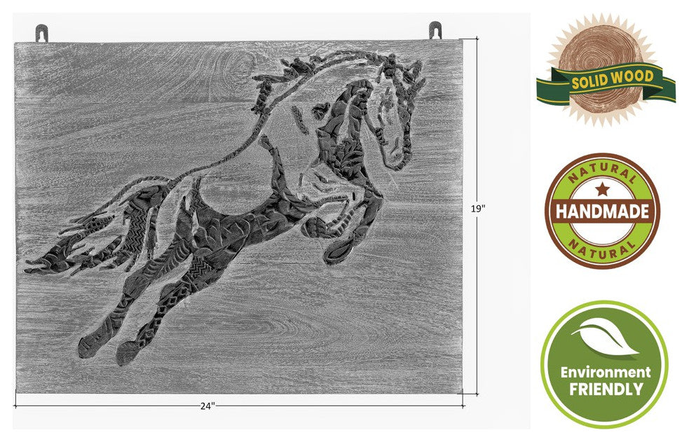 Vista Wood Inlay Horse Wall Art