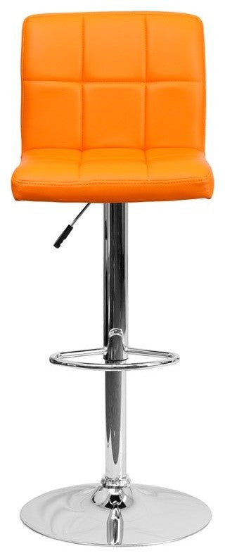 Estella Mid-Back Orange Quilted Vinyl Swivel Adjustable Bar/Counter Stool