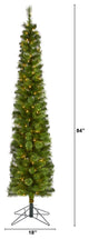 7' Green Pencil Faux Xmas Tree W/Clear Multifunction Lights & Bendable Branches