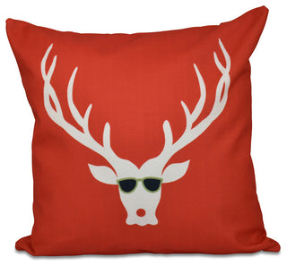 Cool Dude, Decorative Holiday Animal Print Pillow, Red, 18"x18"