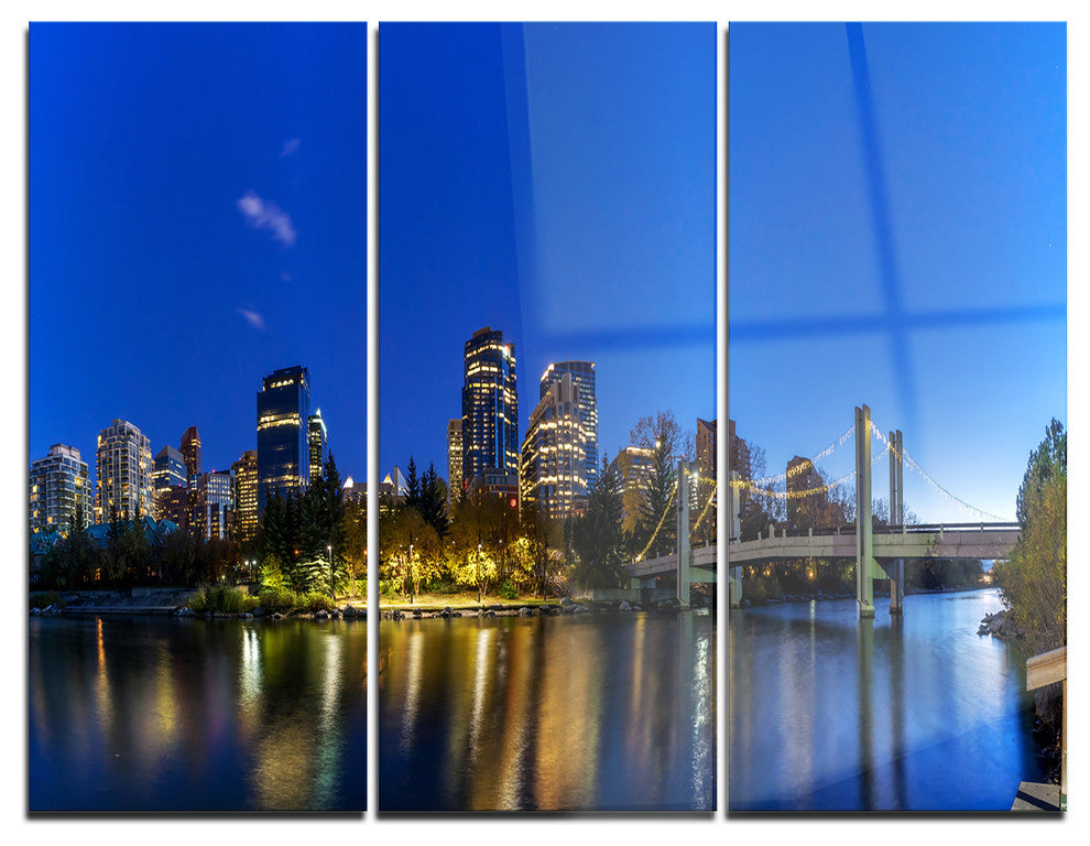 "Calgary Skyline" Photography Metal Wall Art, 3 Panels, 36"x28"