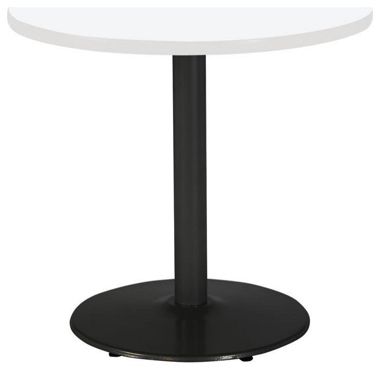 KFI Mode 30" Round Breakroom Table with White Round Black Base Counter Height