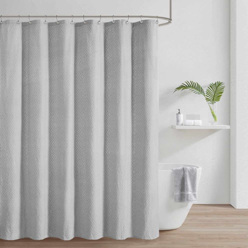 Croscill Calistoga Textured Cotton Matelasse Shower Curtain, Gray