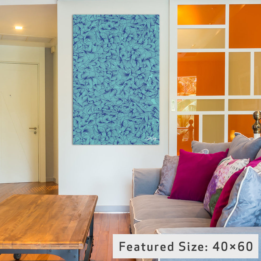 "Abstract Pattern Navy Turquoise Artprint" by Cat Coquillette, 40x26x1.5