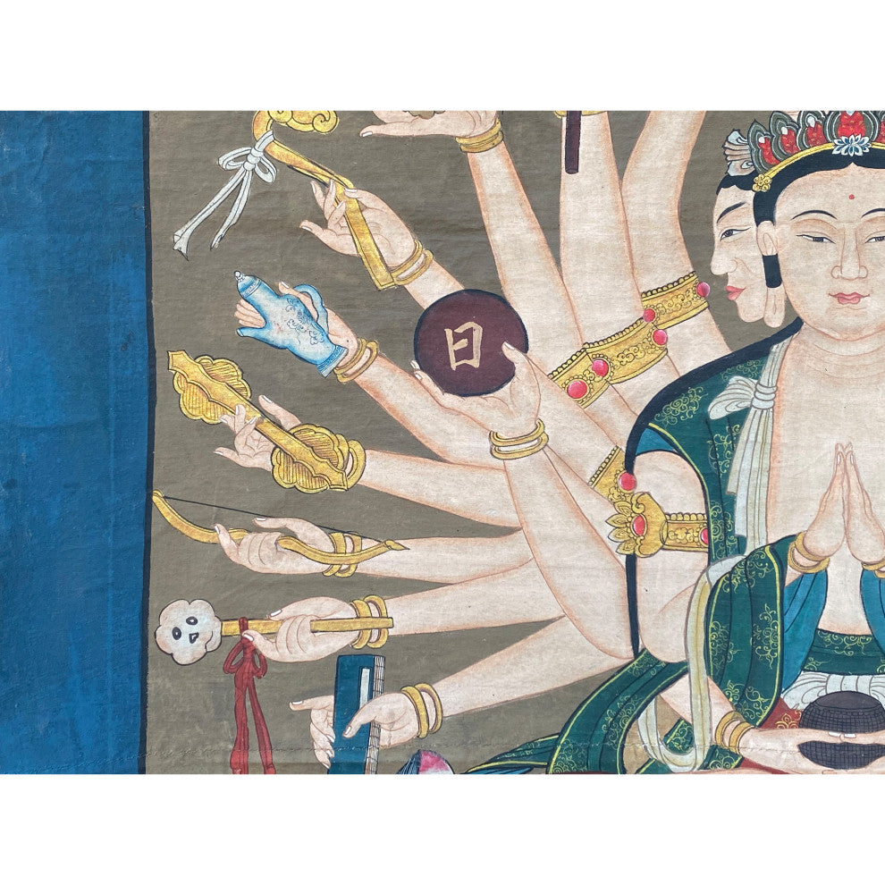 Large Chinese Canvas Art of 24 Arms Bodhisattva Kwan Yin Avalokitesvara Hcs7165