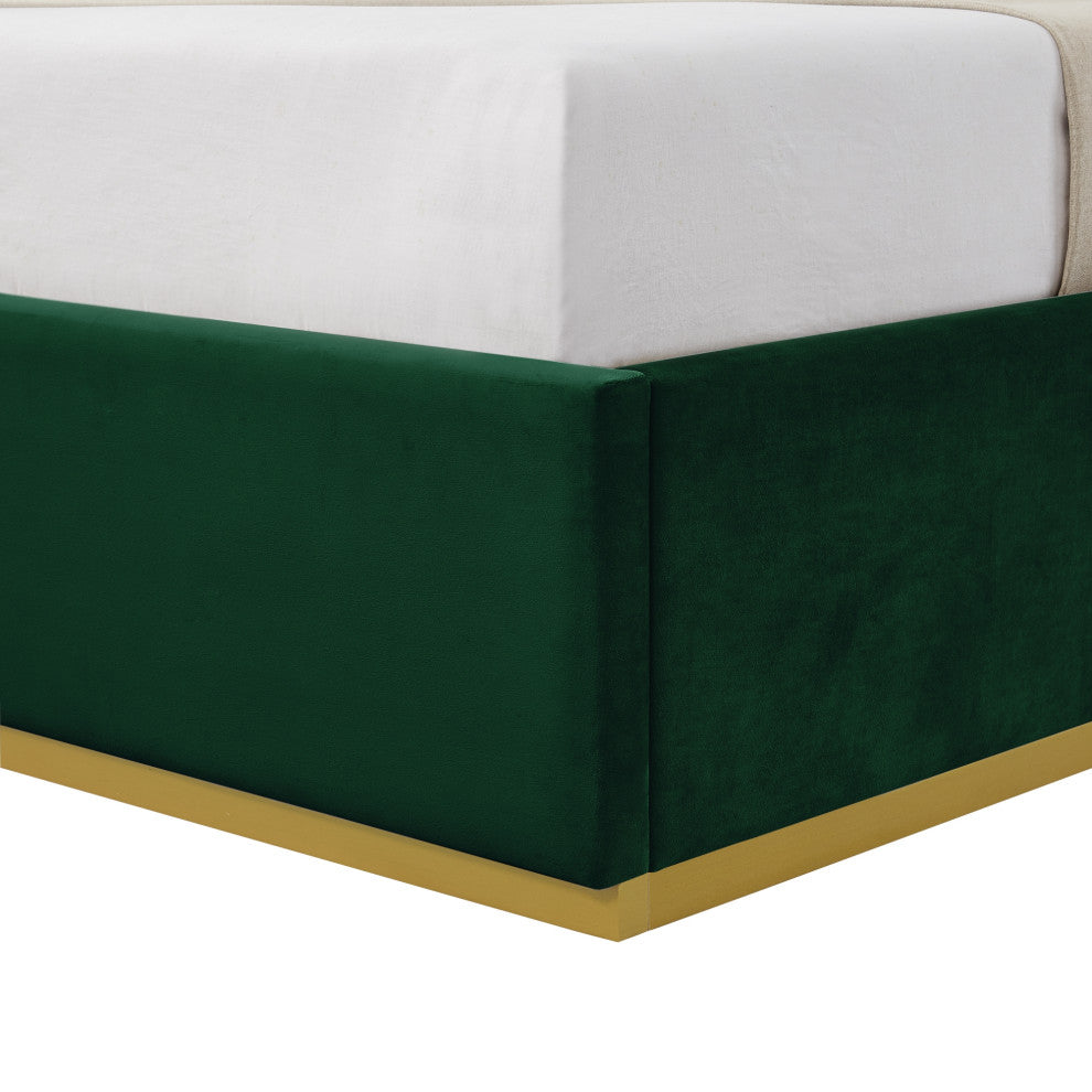 Inspired Home Marceline Bed Upholstered, Hunter Green Velvet King