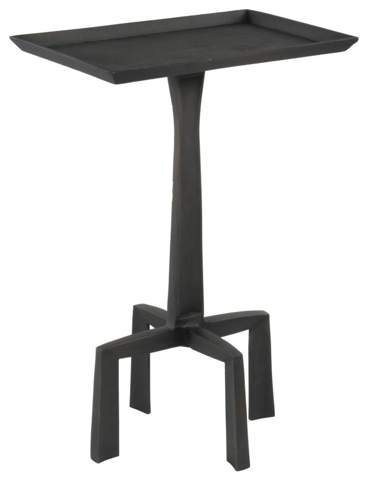 Sofa Side Table, Rectangular, Aluminum, Metal, Antique Black, Hospitality