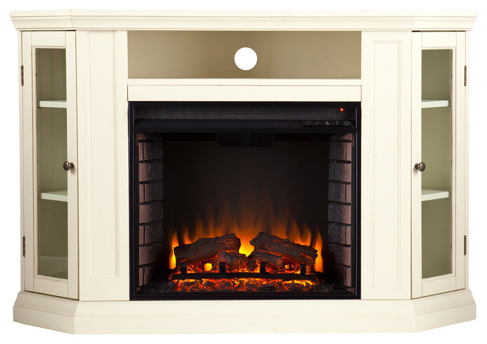 Lincoln Convertible Media Electric Fireplace, Ivory