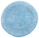 Saffron Fabs Bath Rug 36" Reversible Hand Knit Crochet Lace Border, Arctic Blue
