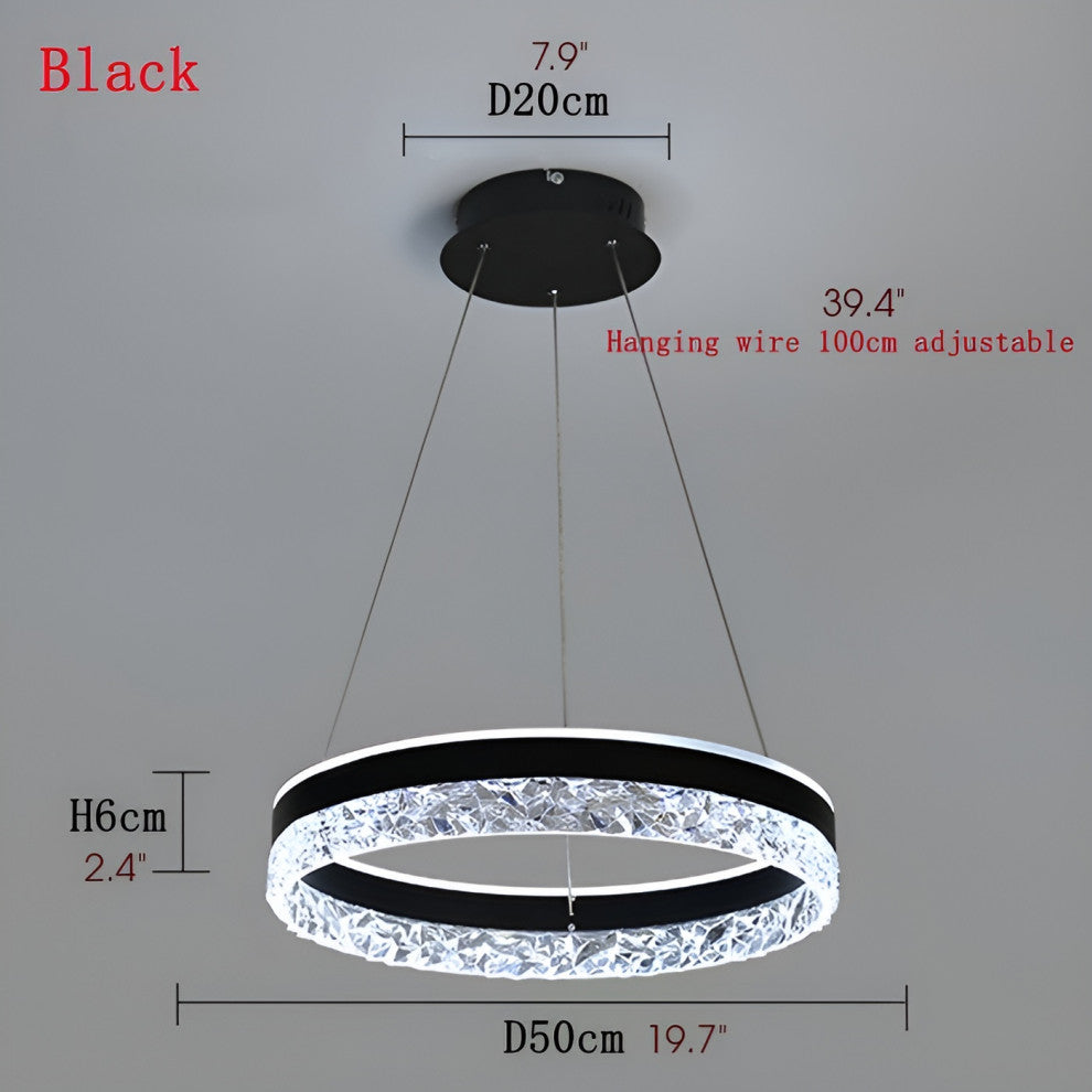 Chatel-Saint-Denis | Crystal Chandelier in the Shape of Ring, Black, Remote Dimming