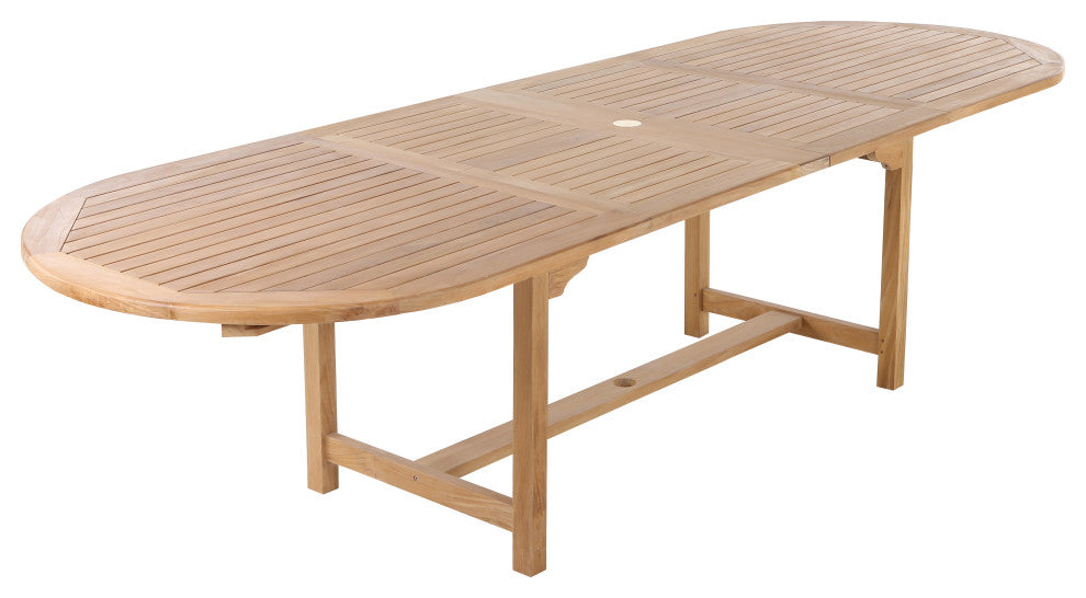 Nordic Style Natural Premium Grade Teak Adjustable Dining Table, 79"-118"