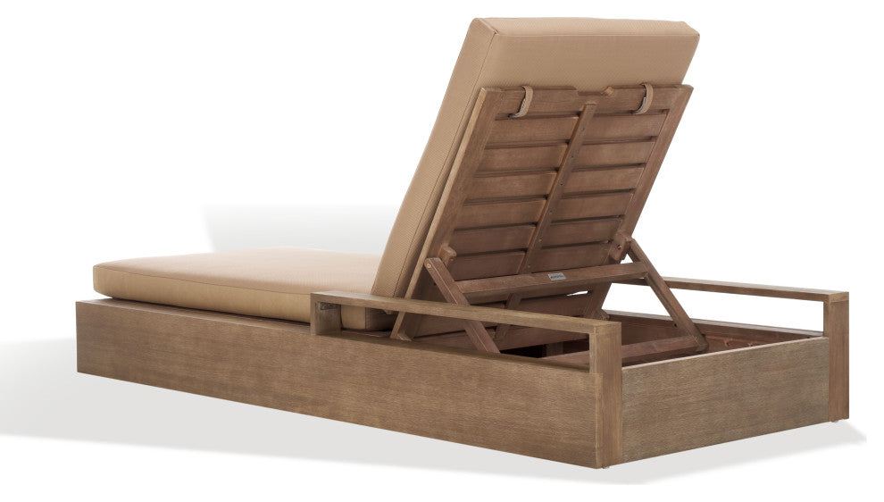 Safavieh Couture Lanai Wood Chaise Lounge Chair, Natural/Brown