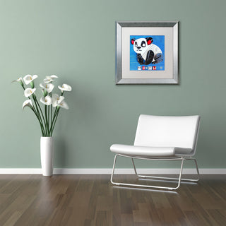 "Munch the Panda" Silver Framed Canvas Art by Design Turnpike