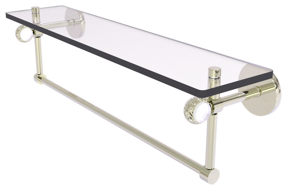 Clearview 22" Glass Twist Accent Shelf and Towel Bar, Polished Nickel