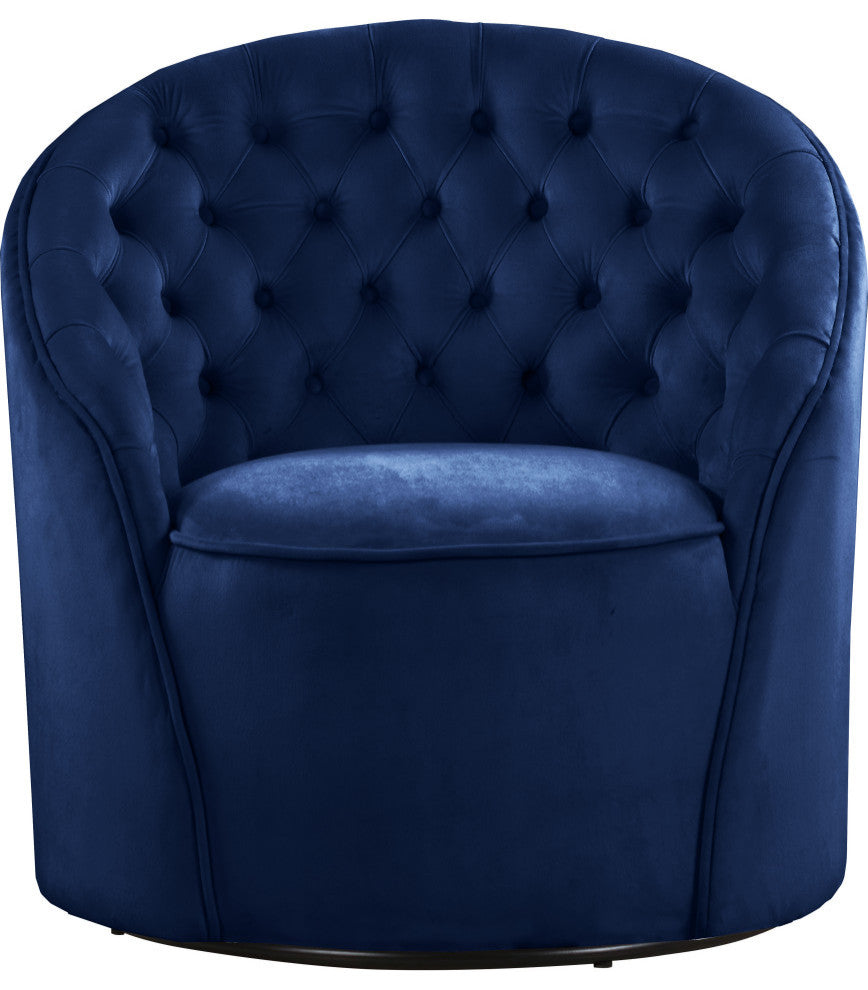 Alessio Velvet Upholstered Accent Chair, Navy