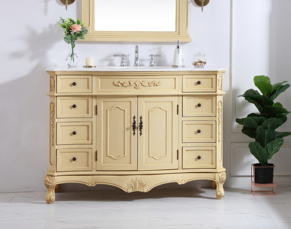 Bathroom Vanity, Light Antique Beige, 48", Single Sink