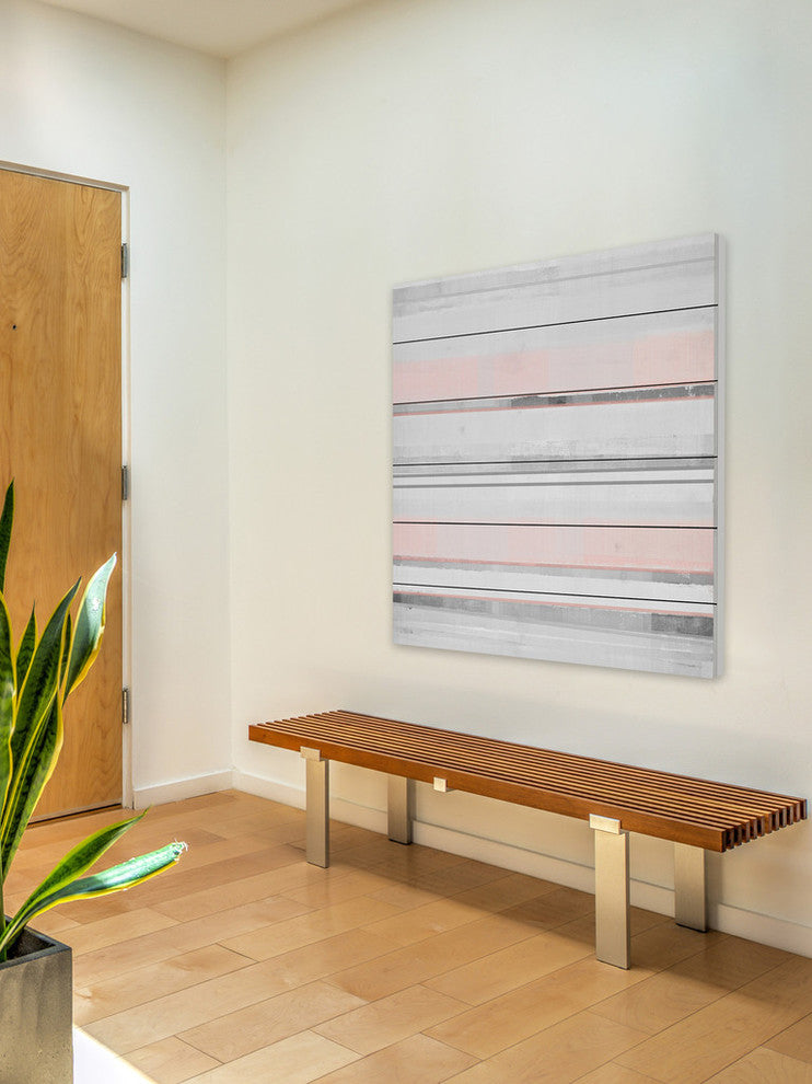 "Pink and Grey" Painting Print on White Wood