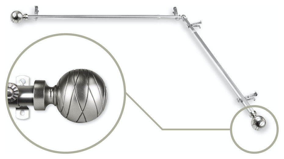 Arman Corner Window Curtain Rod, Satin Nickel, 28"-48"