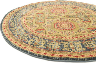 Unique Loom Blue Lincoln Palace 3' 3 x 3' 3 Round Rug