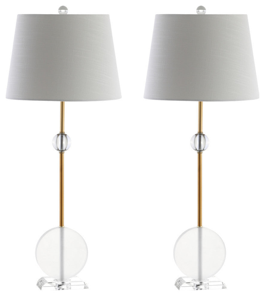 Spencer 34" Crystal and Metal Table Lamp, Brass, Set of 2