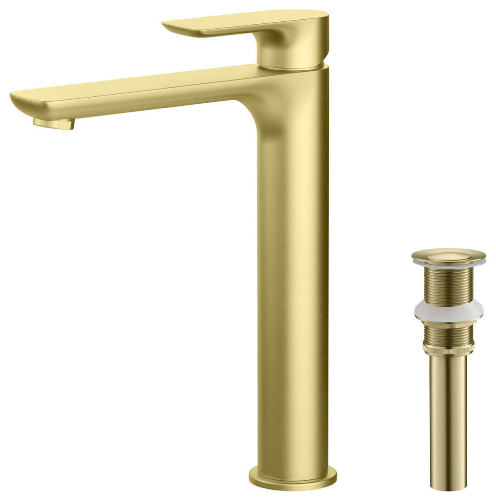 Tender-T Single Handle Bathroom Vessel Sink Faucet, Brushed Gold