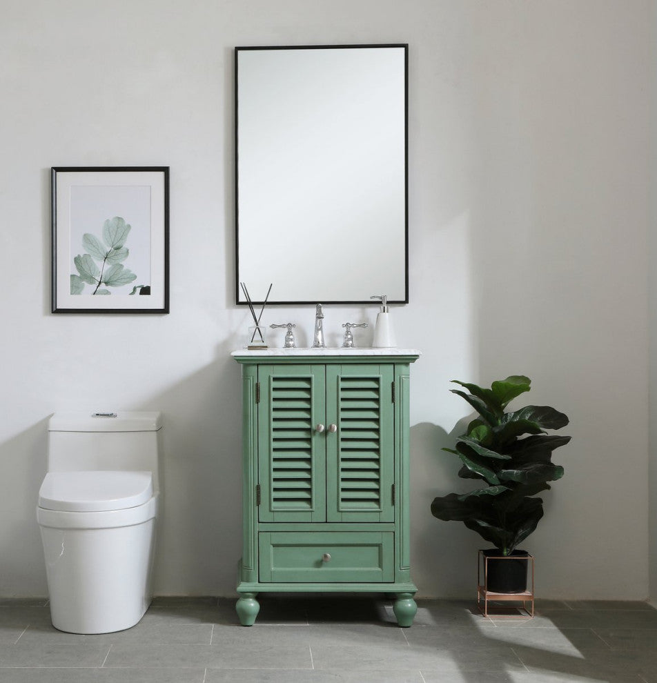 Home Living Single Bathroom Vanity, Vintage Mint, 24"
